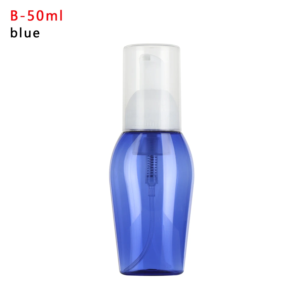 B-50ml blue 50/80/100/150ml прозрачный синий спрей бутылка для жидкого мыла, Мусс лосьон шампунь для геля для душа, пены, бутылка с насосом - Цвет: B-50ml blue
