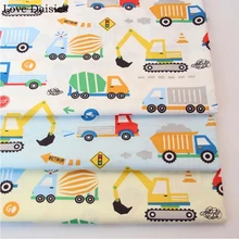 Хлопок саржа мультфильм синий белый желтый автомобиль грузовик вечерние ткани детские постельные принадлежности Простыня одежда платье Домашний Декор ручной работы ремесло
