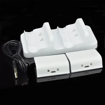 

White 2pcs Rechargeable Batteries With Dual Charging Dock Station Controller Charger for XBOX ONE Wireless Controller Gamepad