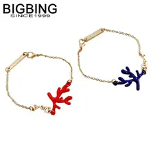 M171, BIGBING, ювелирное изделие, Модная Золотая цепочка, красный, синий, коралловый, очаровательный браслет, модный браслет, высокое качество, женский браслет