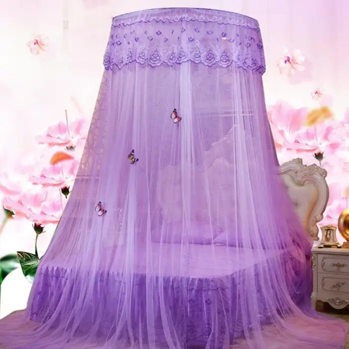 Новая круглая кружевная занавеска купол Принцесса Королева кровать навес сетка москитные сетки для дома наклейка принцесса кровать сетки NE