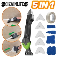 Креативный 5-в-1 силиконовый инструмент для удаления уплотнения, герметик, Набор насадок, скребок, многофункциональный шпатель для удаления раствора, набор инструментов для уплотнения Креативный 5-в-1 силиконовый инструмент для удаления уплотнения, герметик, Набор насадок, скребок, многофункциональный шпатель для удаления раствора, набор инструментов для уплотнения