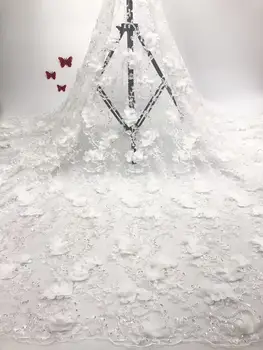 

Hot sale African Lace Fabric 2019 Tulle Lace Fabric With Beads High Quality African Nigerian Women