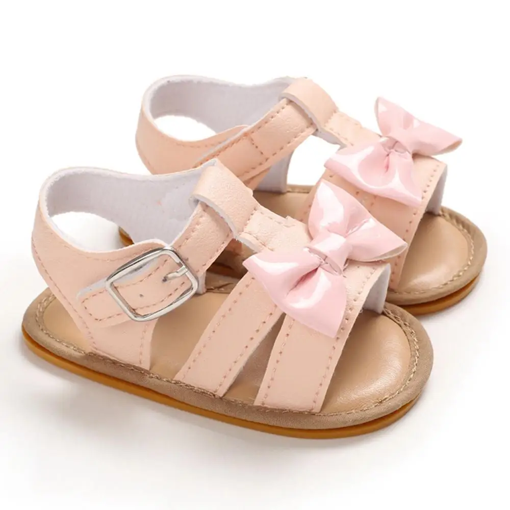 

Summer 0-18 M Baby Girls Bow PU Leather Breathable Soft Bottom Toddler Sandals