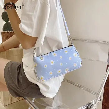 

Women Canvas Lovely Elegant Shoulder Travel Handbag Daisy Flower Crossbody Bag Fashion Exquisite Shopping Bag