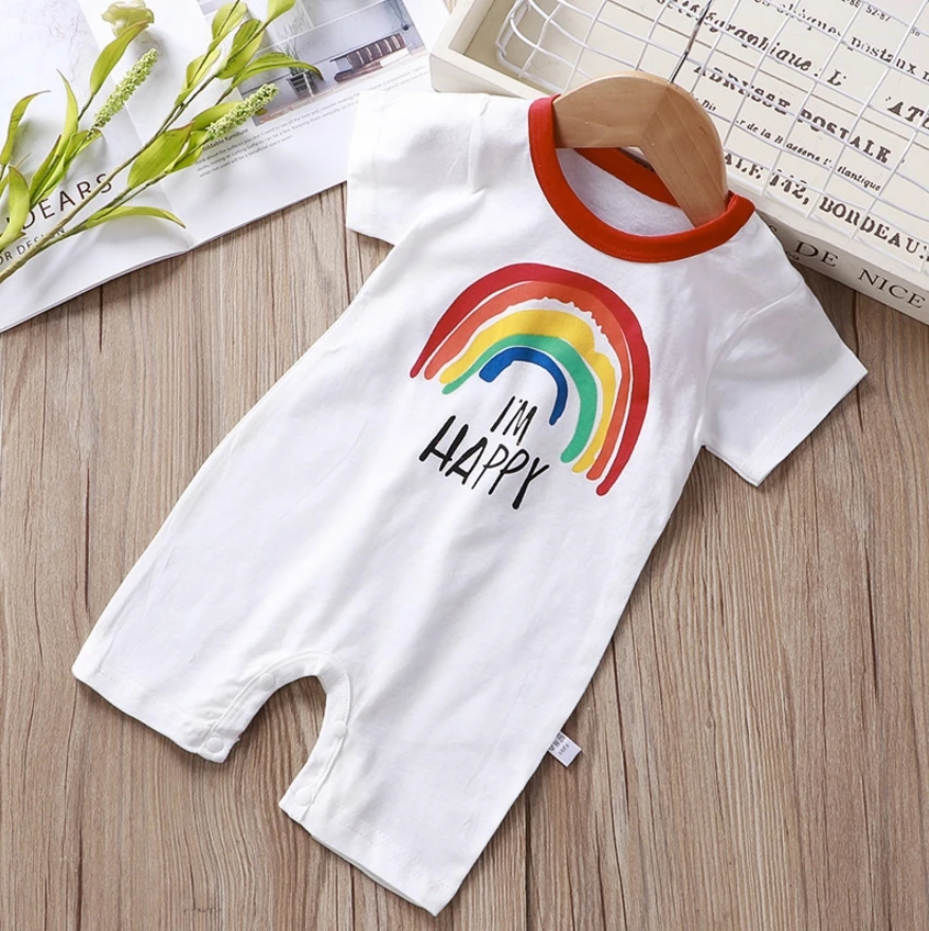 2021 Baby Summer New Boy Clothes Newborn Cartoon Girl Short Sleeve Boxer Jumpsuit 0-24 Months Cute Girl Jumpsuit Baby Bodysuits cheap Baby Rompers