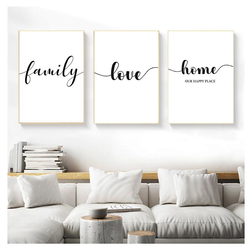 Painting Wall Art Nordic Posters and Prints Poster Love Laminas Decorativas Cuadros One Line Family Home Letter Canvas