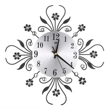 

Wall Clock Flower Decorative Round Clock Metal Living Room Decor Quiet Quartz Clocks Modern Minimalist Clocks