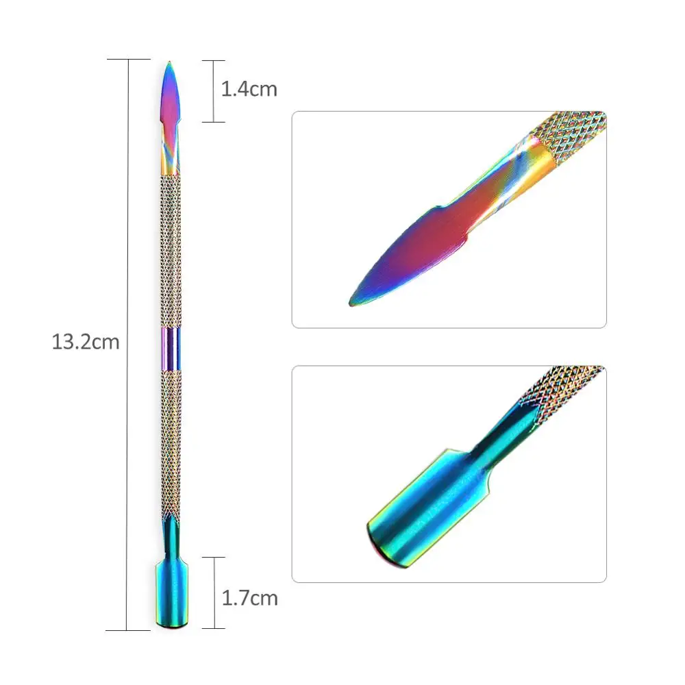 COSCELIA 1 шт. Толкатель для кутикулы двусторонний Радужный Резак кусачки для ногтей инструмент Толкатель для удаления омертвевшей кожи маникюрные инструменты - Цвет: 41