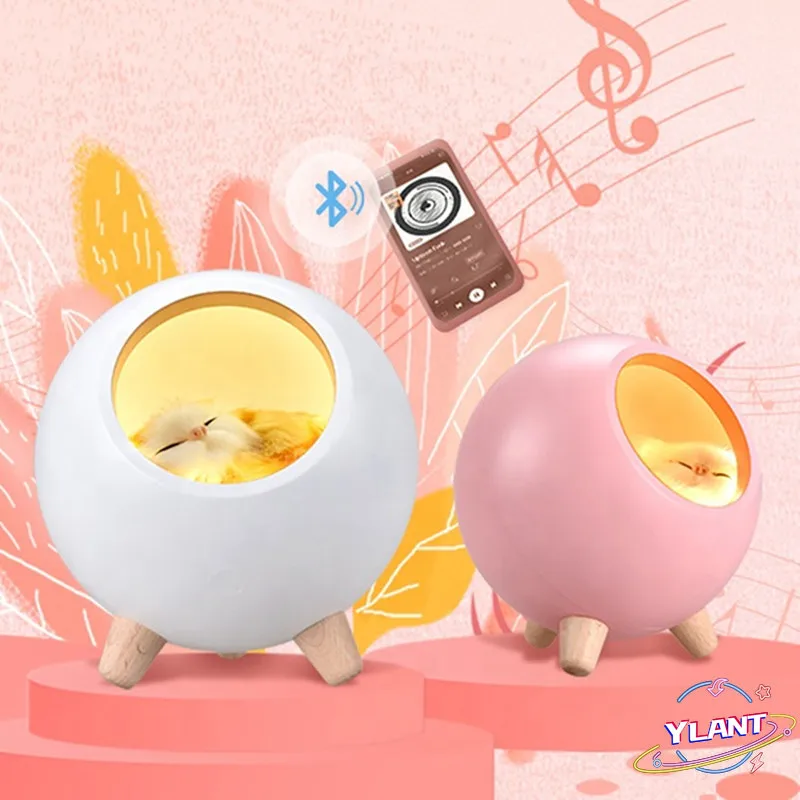 SWT Touch Dimming LED Baby Kids Bedside Sleep Lamps Cute Cat House Bluetooth Speaker Night Light Bedroom Home Decor | Лампы и