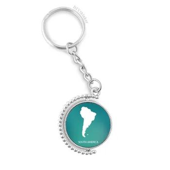 

South America Continent Silhouette Map Rotatable Key Chain Ring Keyholder