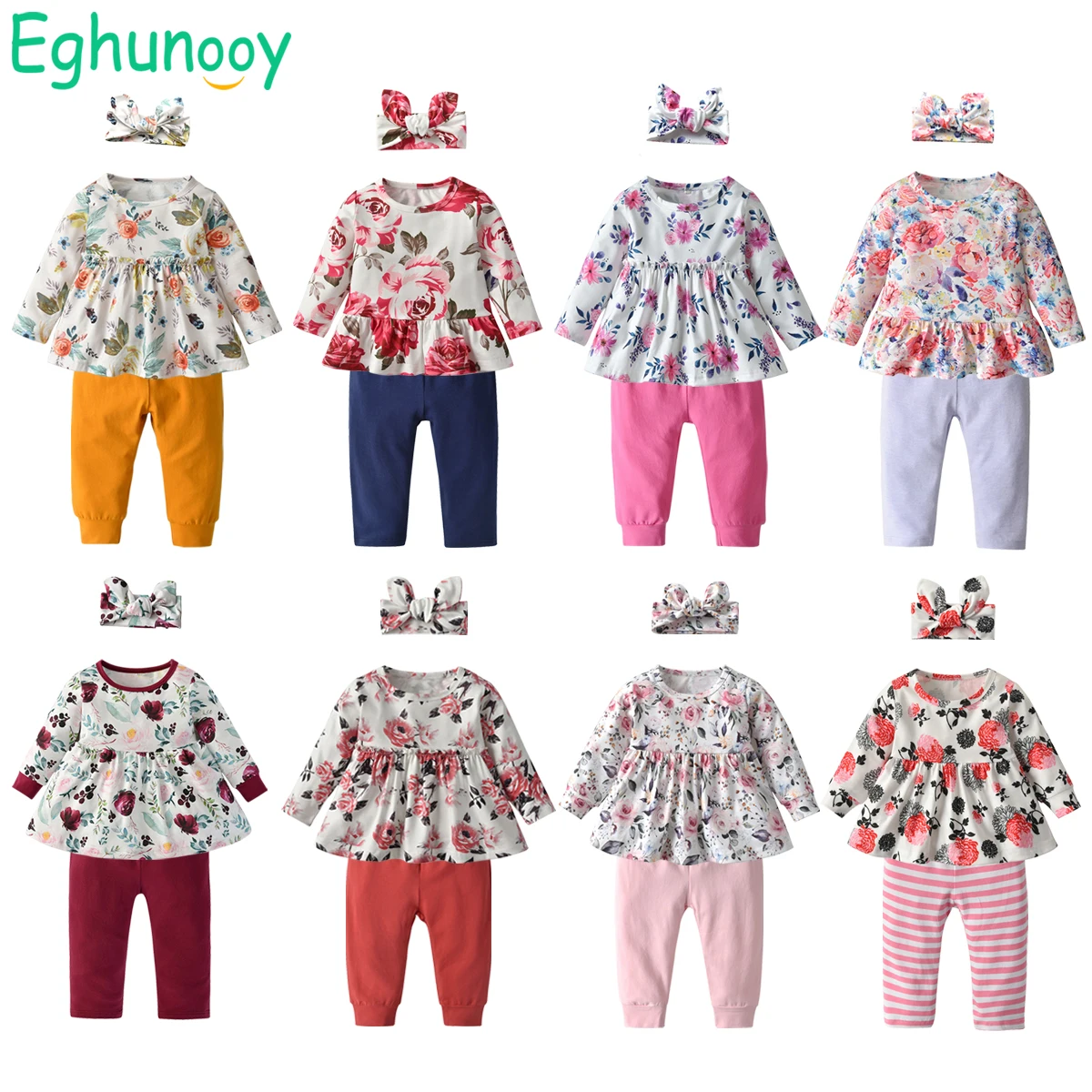 Promo Outfits Headband Pants Newborn Clothing Floral Toddler Baby-Girl Autumn Spring Infant y9VKM11DgZX