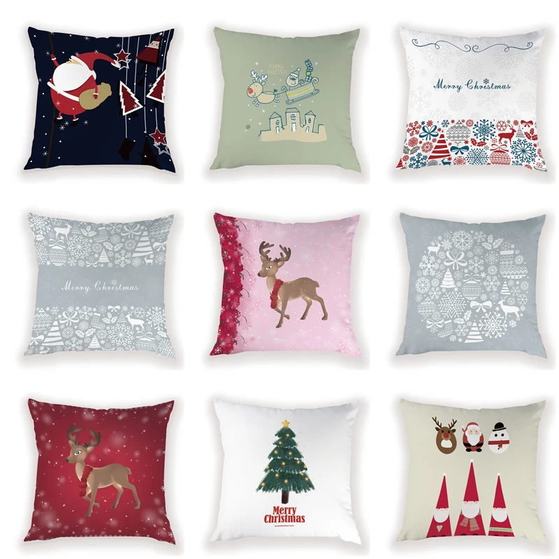 

Reindeer Cushion Covers Decorative Christmas Tree Pillow Case Christmas Covers Chair Cover Decoration Pillowcases Sofa Cushions