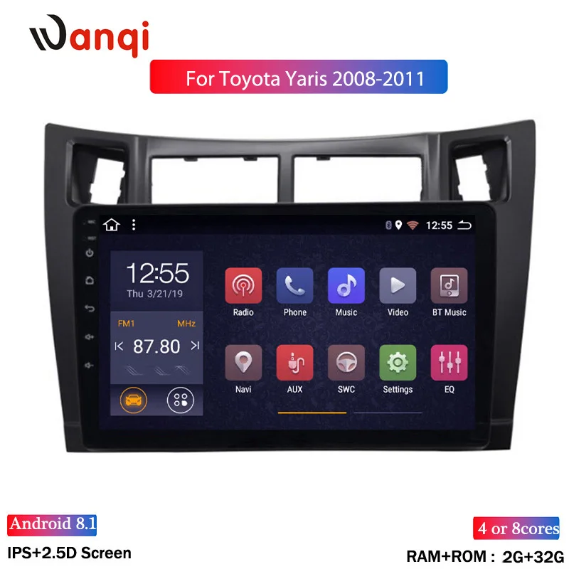 Wan qi 9 дюймов Android 8 1 2.5D автомобильный dvd для Toyota Vios Yaris радио 2008-2011 Мультимедиа Радио