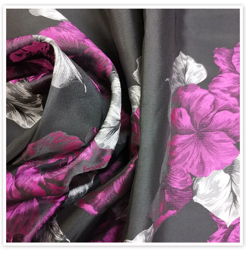 Американский стиль роскошный черный красный большой цветочный позиционирование жаккардовая парча ткань для зимнее пальто ткани tejido SP2358