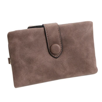 

Wallet For Women Trifold Small Female Purse Scrub Leather Women Wallet Short Soild Zipper Coin Purse Card Holders Coffee