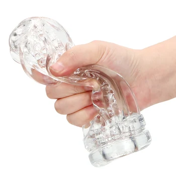 OLO Male Masterbation Cup Realistic Vagina Spiral Transparent Vacuum Pussy Male Masturbator Sex Toys for Men Adult Toy Man
