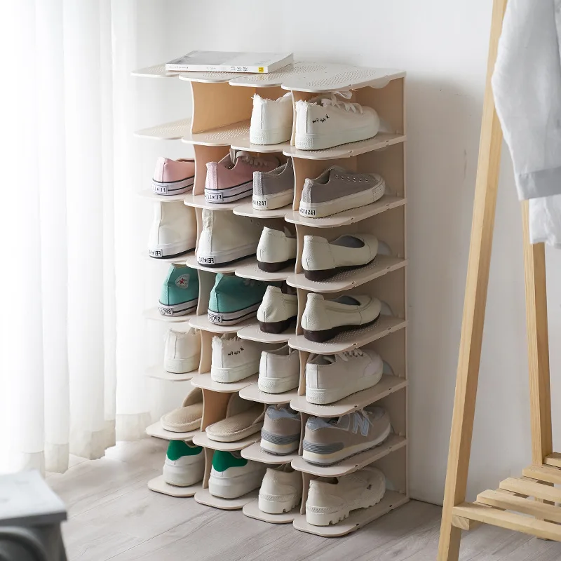 6 слойная открытая Штабелируемая пластиковая стойка для обуви DIY дома