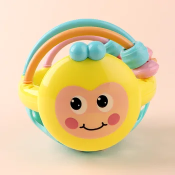 

Soft Rubber Plastic Cartoon Bee Hand Knocking Bell Rattle Dumbbell Early Educational Toy For Kid Hand Bell Baby Toys