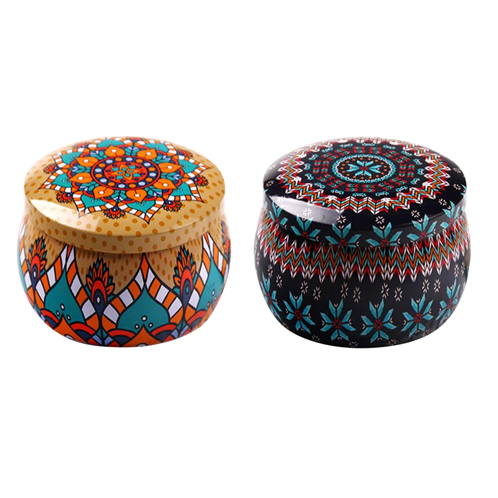 2pcs Tinplate Tea Pot Tin Box Small Home Garden Personality Candy Box Drum-shaped Candy Cookie Snacks Boxes