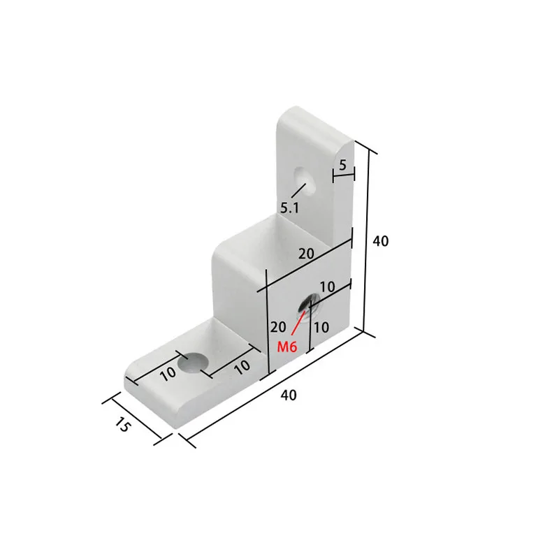 Aluminum Corner Bracket 1pcs 1515 Profile Corner Code For M6 5.1 Hole 10mm