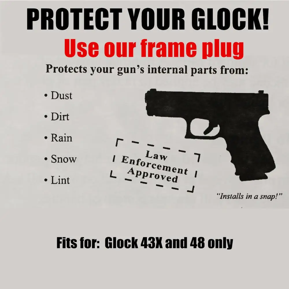 Вставная заглушка для рукоятки пистолета Glock 43X 48 фиксатор с отверстием