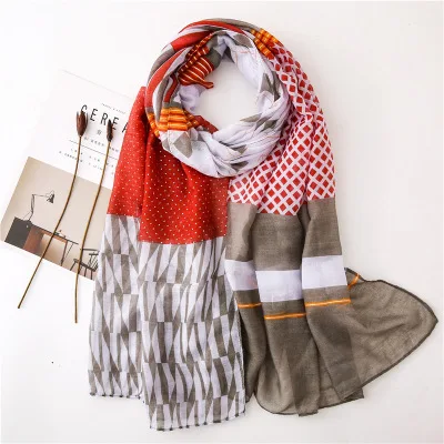 Designer knitted spring winter women scarf warm Cotton linen scarves shawls luxury brand neck bandana pashmina lady wrap - Цвет: SL1908-008