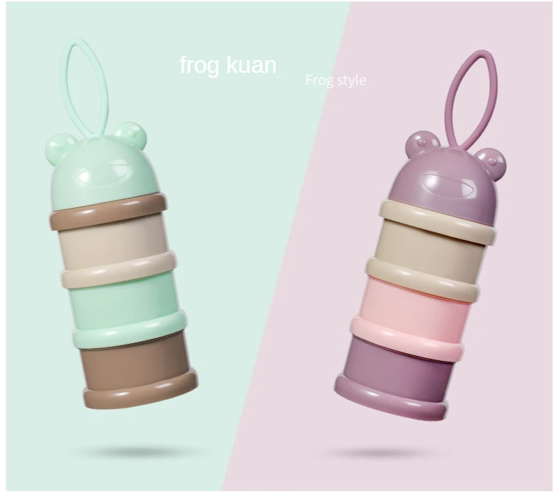 3 Layers Frog Style Portable Baby Food Storage Box Essential Cereal Cartoon Infant Milk Powder Toddle Snacks Container for Food
