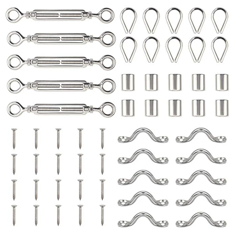 

5 Pack Cable Railing Kit Stainless Steel Cable Railing Kits for 1/8 Inch Cable Diy Balustrade Kit