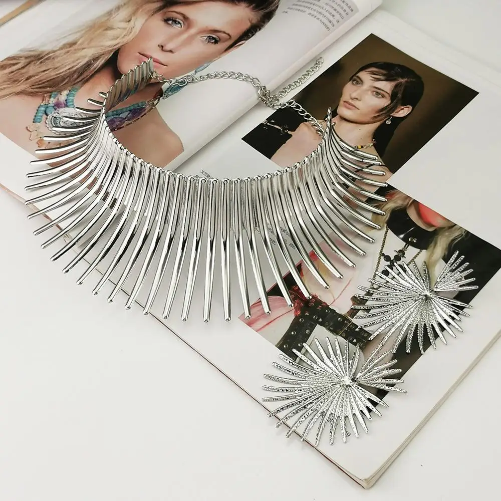 MANILAI African Jewelry Sets For Women Gold Color Indian Statement Necklaces Set With Earrings Jewelry Metal Torques Punk Choker - Image 6