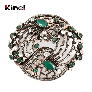 

Kinel Fashion Green Crystal Flower Brooch Pins Collar For Women Clothing Accessories Antique Gold Brooches Vintage Jewelry