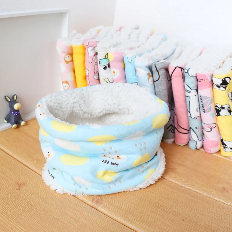 

Cute Baby Scarf Winter Plush Thicken Scarf O Ring Neck Protector Baby Stuff Bibs Burp Cloths Warm Boys Girls Neck Scarf For Baby