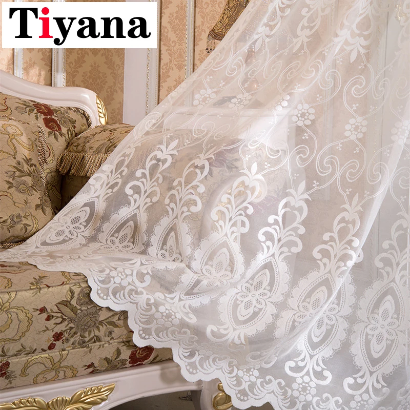 Tiyana, кружевные прозрачные шторы, 1 панель, жаккардовая вуаль, занавески на окна, тяжелый тюль для гостиной, стеклянная дверь, балкон, зал, декор HP05X