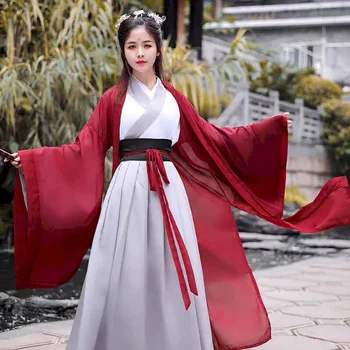 

Nicemix Hanfu Women Traditional Chinese Dance Costumes Han Tang Dynasty Dress Red Modern Hanfu Show Dance Costumes Stage Wear