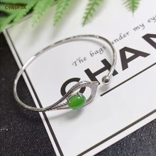 CYNSFJA Real Certified Natural Hetian Jasper 925 Sterling Silver Lucky Amulet Green Jade Bangle Bracelets High Quality Best Gift