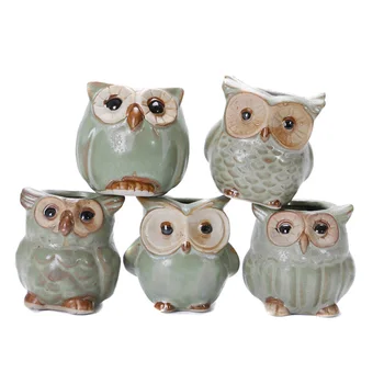

5/10Pcs Ceramic Owl Pot Succulent Plant Cactus Flower Pot Container Planter Bonsai Pots FPing