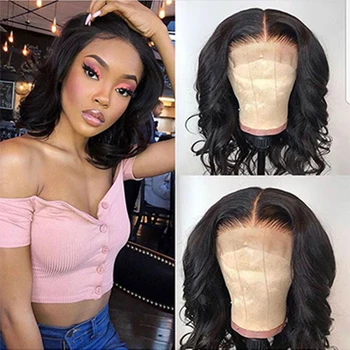 

Scheherezade Black Wig Short Wavy Wig 13x3 Synthetic Lace Front Wigs For Black Women High Temperature Fiber Bob Wigs Female