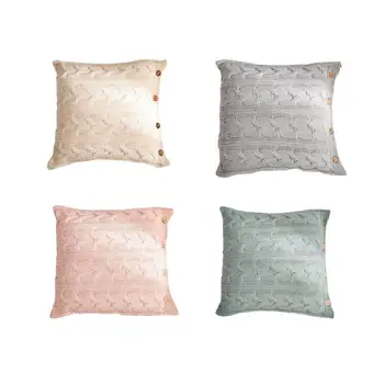 

Knitted Pillowcase With Zipper Button Cushion Cover Pillow Cushion Cover