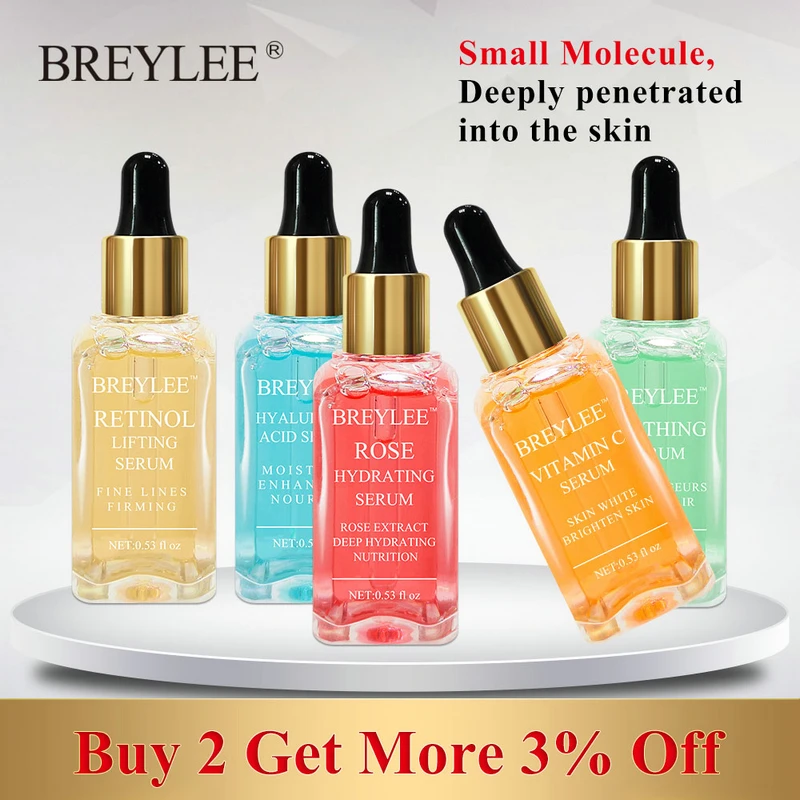 

BREYLEE Serum Series Hyaluronic Acid Vitamin C Whitening Face Skin Care Rose Nourish 24k Gold Firm Soothing Repair Essence 1pcs