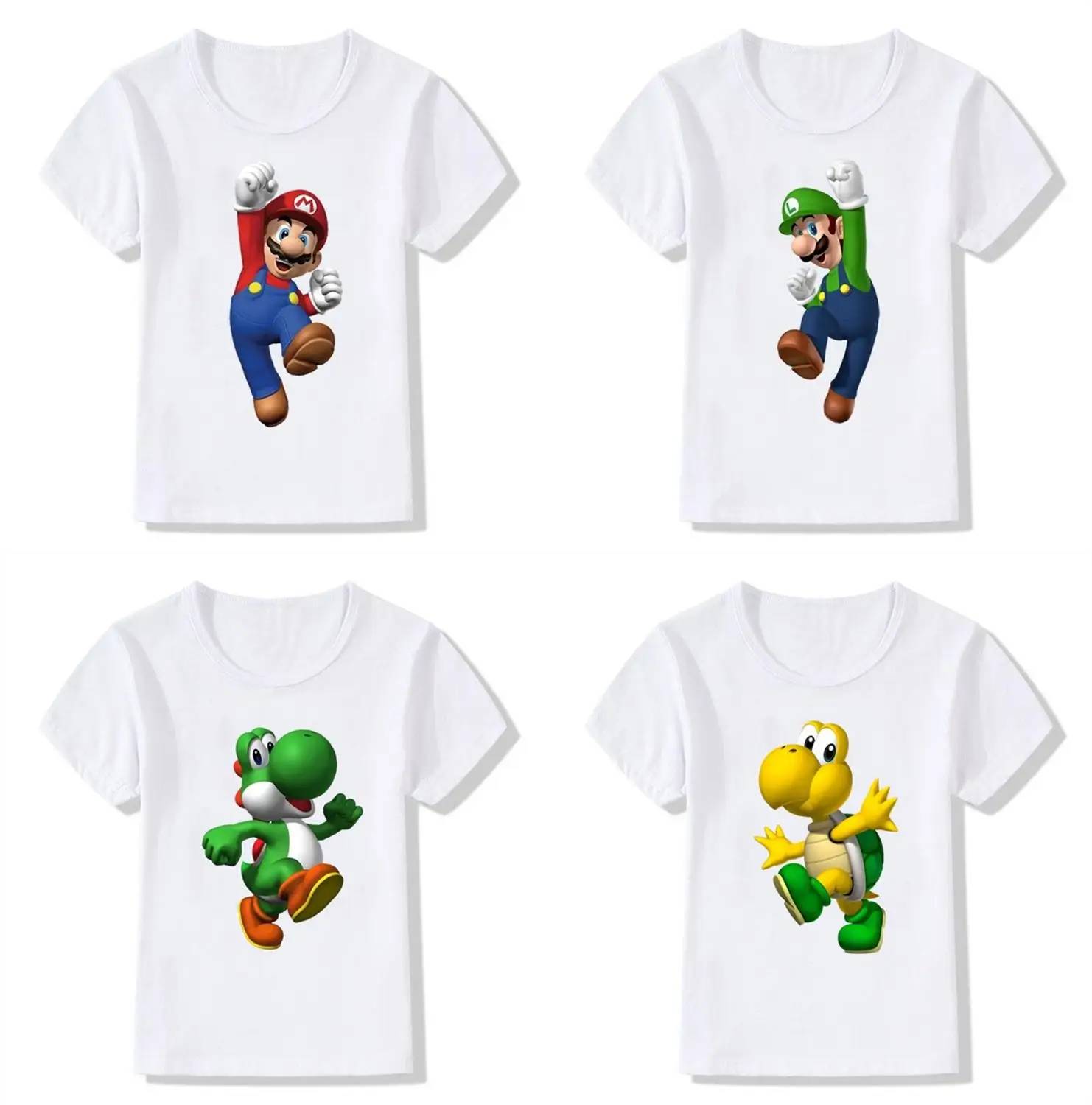 cuello redondo manga corta unisex Aatensou Camiseta de Super Mario Bros para niños impresión 3D