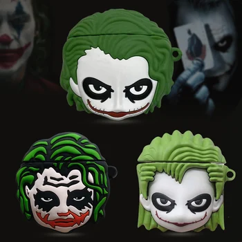 

Funny 3D Cartoon The Dark Knight Clown Figure Doll Joker Silicone Case For Airpods 1/2 Earphone Cover Accessory For Airpods