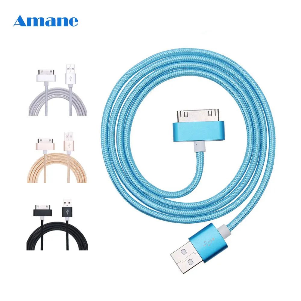 30 Pin USB кабель для передачи данных IPhone 4s 4 металлическим штекером с нейлоновой