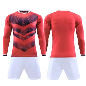 

Wholesale Autumn Winter Men Long-sleeved Football Suit Team Training Uniforms Youth Football Jersey Soccer Tracksuit