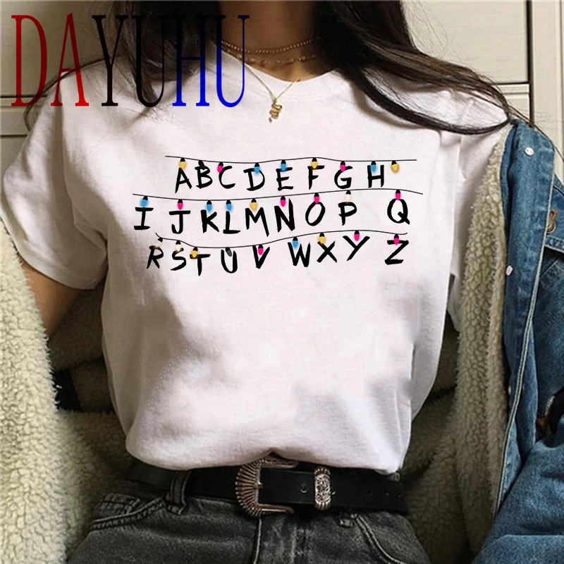 stranger things Season 3 T Shirt Women Harajuku New Tshirt Funny 90s Female Graphic T-shirt Ullzang Upside Down Top Tees Cartoon