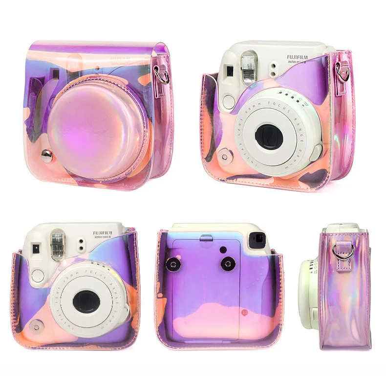 Прозрачный чехол для камеры Fujifilm Instax Mini 8/9 с голографическим лазером|Сумки