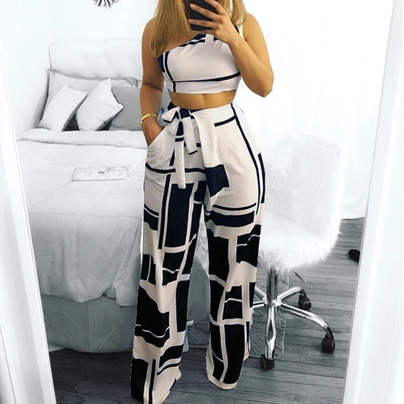 Сексуальный короткий топ с принтом и завязками на одно плечо без рукавов высокой