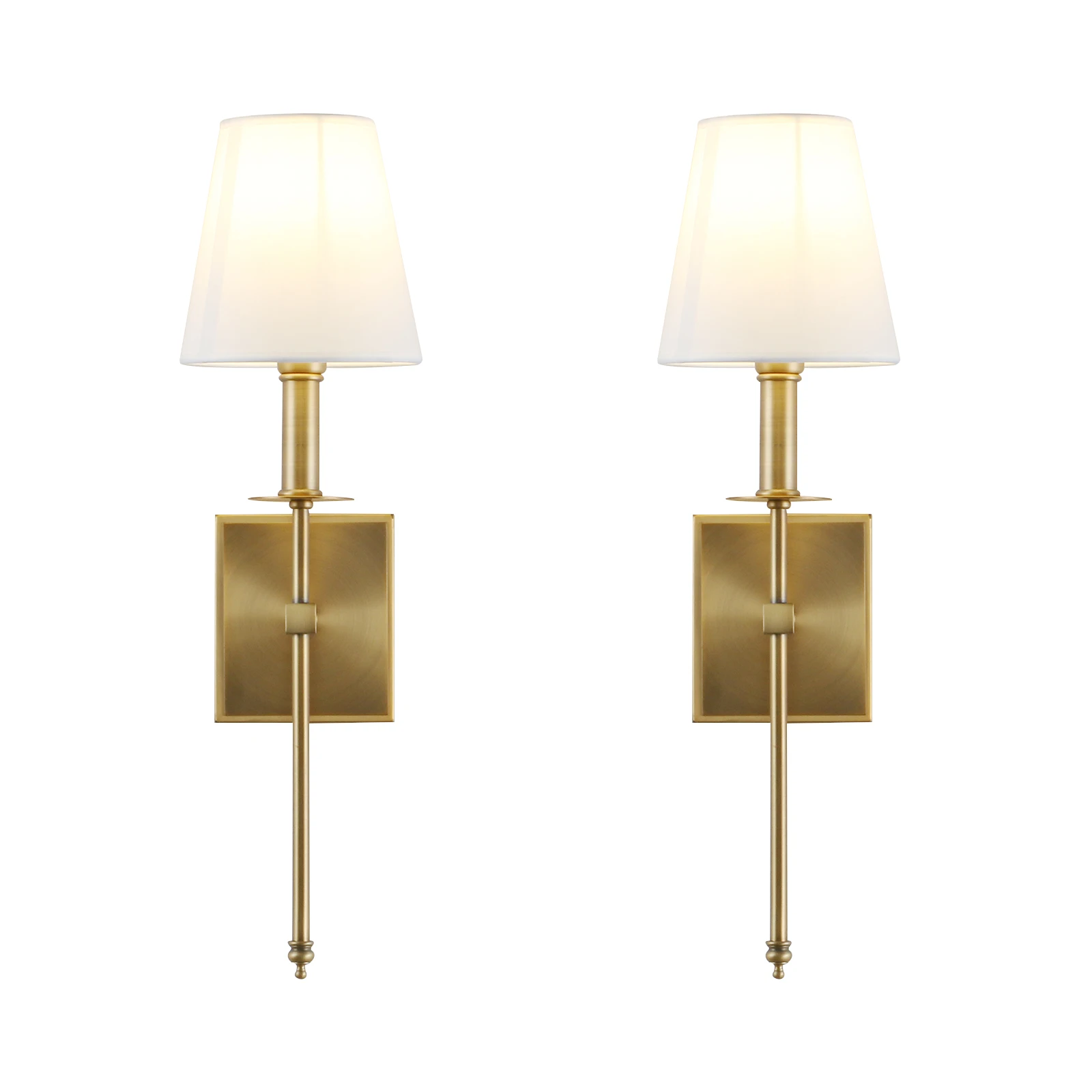 Wall Sconce Lighting Fixture Permo Set of 2 Classic Rustic Industrial With Flared White Textile Lamp Shade led wall lamp wall light