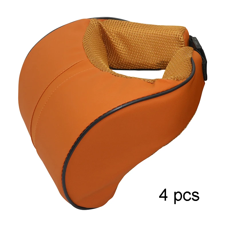 4 pcs brown 4 шт. кожаная Автомобильная подушка с памятью формы для шеи Подушка под голову 4 цвета высокого качества - Название цвета: 4 pcs brown