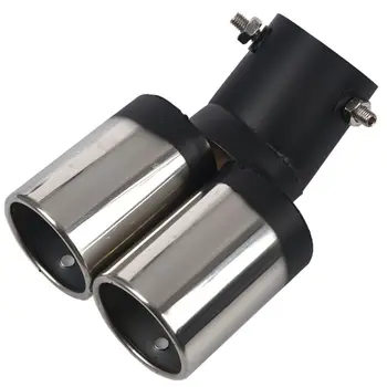 

Universal Car Vehicle Exhaust Muffler Steel Tail Pipe:Bending Double Tube(silver&black)