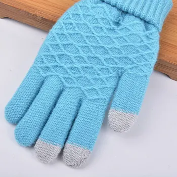

Fashion Winter Warm Vogue Solid Knitted Full Finger Gloves Mittens For Smart Phone Touches Screen B99